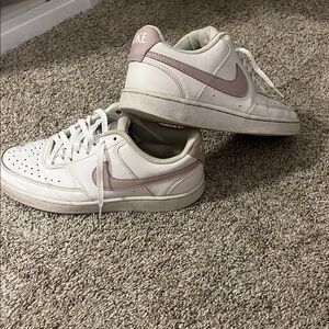 Nike Women's Court Vision Low Next Nature White and Light Pink Sneakers